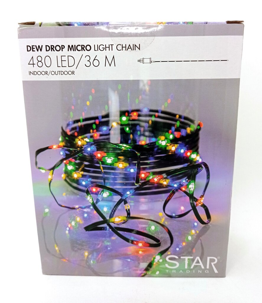 Valoketju 480 LED, 36m, värikäs monivalo, virtalähde, sisä/ulko, IP44 hinta ja tiedot | Jouluvalot | hobbyhall.fi