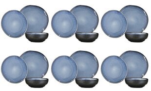 Lounasastiasetti Black Blue Glaze, 18-osainen hinta ja tiedot | HTI Koti ja keittiö | hobbyhall.fi