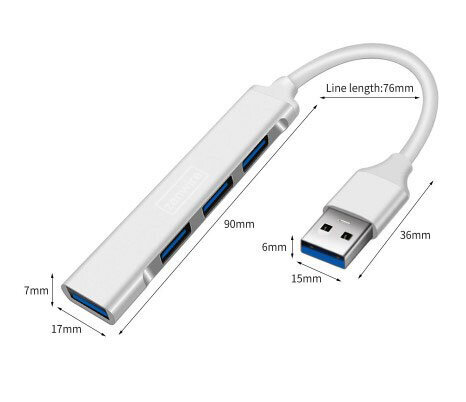 HUB 4x USB 3.0 -portti Splitter 4in1 Zenwire hinta ja tiedot | Adapterit | hobbyhall.fi