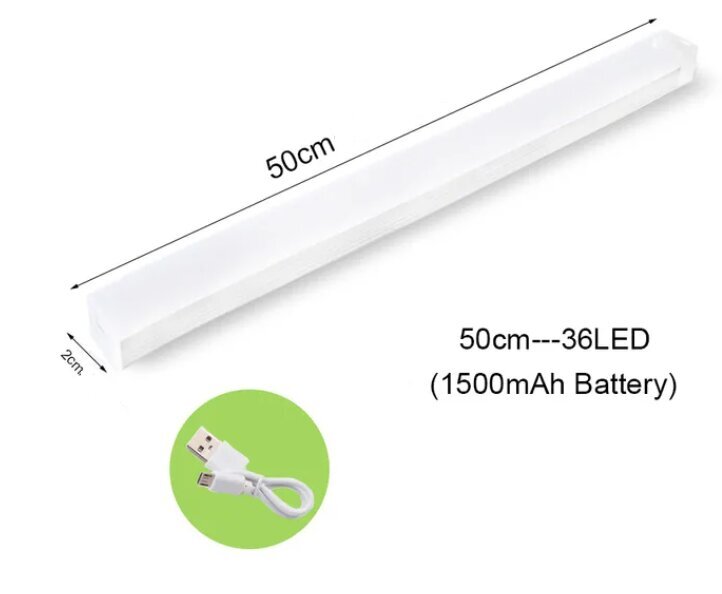 Langaton LED-valo liiketunnistimella (valkoinen), 50 cm, 36 LED hinta ja tiedot | Upotettavat valaisimet ja LED-valaisimet | hobbyhall.fi