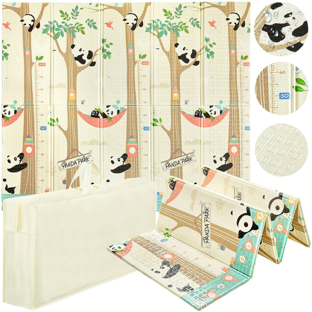 Kokoontaitettava leikkimatto 200x180 cm, Panda ja intiaanit hinta ja tiedot | Leikkimatot | hobbyhall.fi