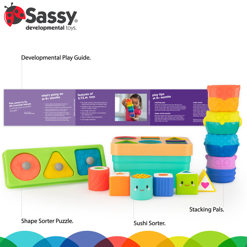 Sassy Stem -leikkisetti, 12 osaa hinta ja tiedot | Vauvan lelut | hobbyhall.fi