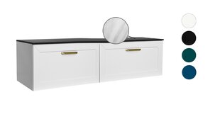 Besco Dexa 120 Slim -kylpyhuonekaappi, jossa on marmorinen työtaso ja kullanväriset kahvat. hinta ja tiedot | Kylpyhuonekaapit | hobbyhall.fi