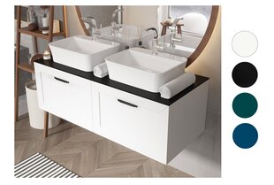 Kaksinkertainen kylpyhuonekaappi Besco Dexa 160 ohuella mustalla työtasolla ja mustilla kahvoilla hinta ja tiedot | Kylpyhuonekaapit | hobbyhall.fi