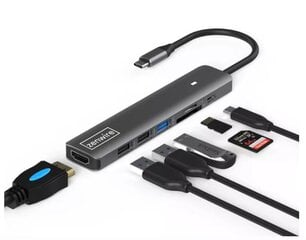 USB-C 7in1 HDMI 4K USB 3.0 SD PD LED Zenwire hinta ja tiedot | Adapterit | hobbyhall.fi