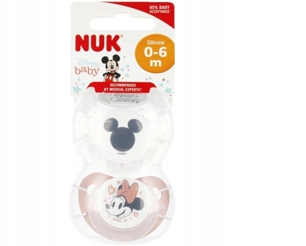 Silikonitutti NUK Disney 1125, 0-6kk, 2kpl hinta ja tiedot | Tutit | hobbyhall.fi