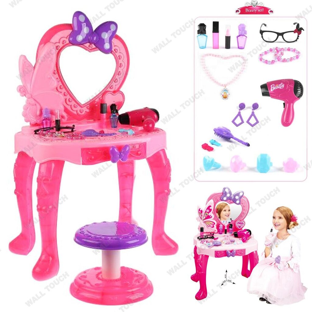 Vaaleanpunainen meikkipöytä ja tuoli hinta ja tiedot | Tyttöjen lelut | hobbyhall.fi