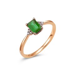 Kultainen sormus smaragdilla ja timanteilla hinta ja tiedot | Sormukset | hobbyhall.fi