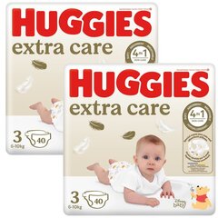 Huggies vaipat Extra Care 3 6-10 kg 80 kpl hinta ja tiedot | Huggies Vauvan hoito | hobbyhall.fi