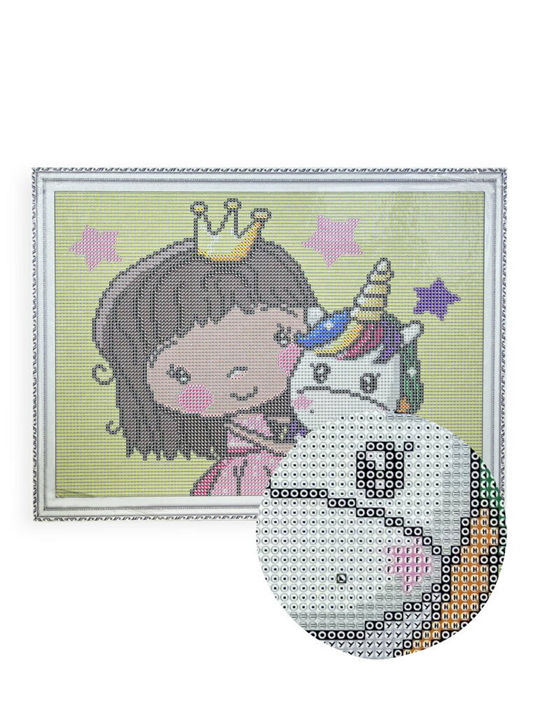 Timanttimaalaus Varvikas - Princess with a Small Unicorn LE123e 30x40 cm hinta ja tiedot | Timanttimaalaukset | hobbyhall.fi