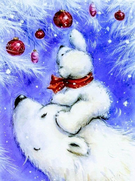 Timanttimaalaus Varvikas - Happy Polar Bear Family LE125e 30x40 cm