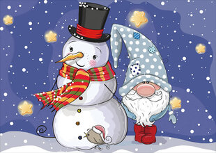 Timanttimaalaus Varvikas - Snowman with Dwarf LE100e 30x40 cm hinta ja tiedot | Timanttimaalaukset | hobbyhall.fi