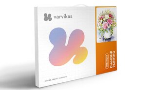 Timanttimaalaus Varvikas - Bright peonies with green fruits in a white vase LG025e 40x50 cm hinta ja tiedot | Timanttimaalaukset | hobbyhall.fi