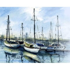 Timanttimaalaus Varvikas - Boats in Harbor LG300e 40x50 cm hinta ja tiedot | Timanttimaalaukset | hobbyhall.fi