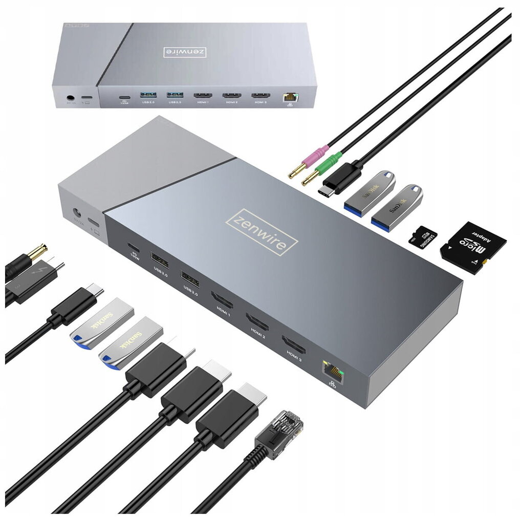 USB-C HUB -telakointiasema 16in1 Zenwire hinta ja tiedot | Adapterit | hobbyhall.fi