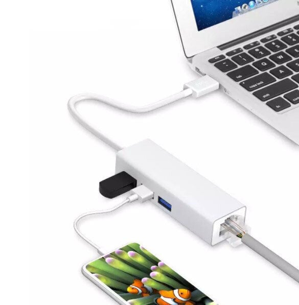 USB Ethernet -sovitin HUB RJ45 LAN-sovitin 2.0 hinta ja tiedot | Adapterit | hobbyhall.fi