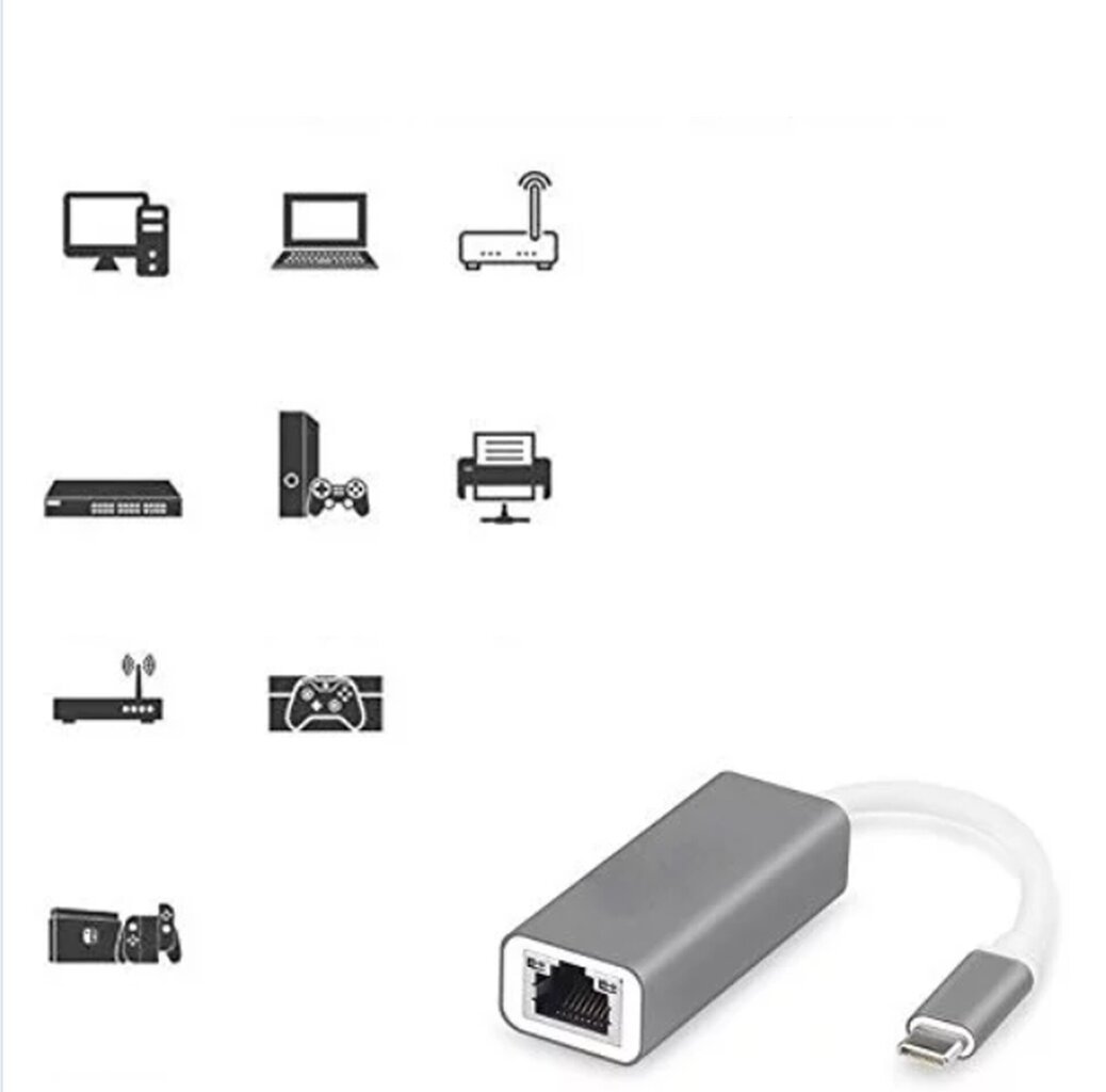 USB-C Fast Ethernet RJ45 -sovitin Zenwire USB A LAN-sovitin hinta ja tiedot | Adapterit | hobbyhall.fi