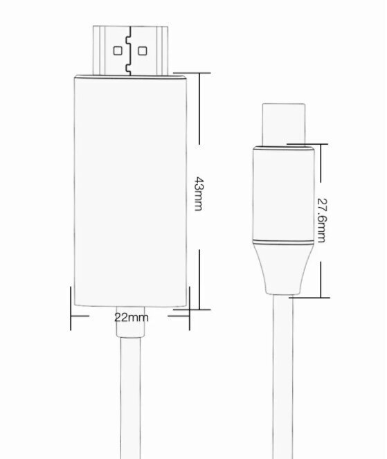 Kaapeli Dapton USB-C 3.1 Type C HDMI 4K 60 Hz MHL 2m hinta ja tiedot | Kaapelit ja adapterit | hobbyhall.fi