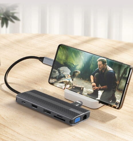 Sovitin Zenwire USB-C HDMI/VGA/DP/USB/Jack/SD/LAN hinta ja tiedot | Adapterit | hobbyhall.fi