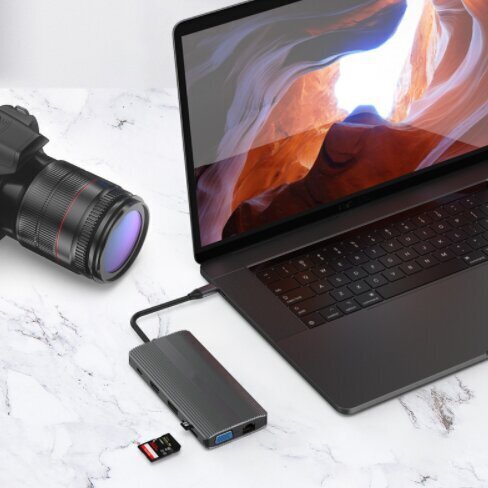 Sovitin Zenwire USB-C HDMI/VGA/DP/USB/Jack/SD/LAN hinta ja tiedot | Adapterit | hobbyhall.fi