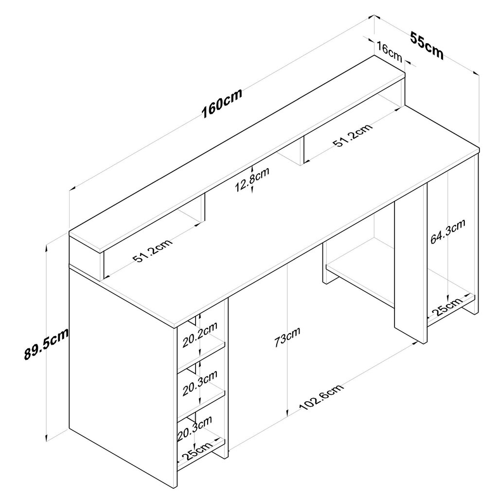 Työpöytä Asir, 160x89,5x55cm, musta/ruskea hinta ja tiedot | Tietokonepöydät ja työpöydät | hobbyhall.fi