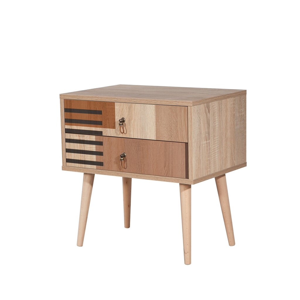 Yöpöytä Asir, 60x61x40cm, ruskea/beigea hinta ja tiedot | Yöpöydät | hobbyhall.fi