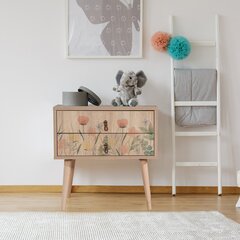 Yöpöytä Asir, 60x61x40cm, beige/kukkakuosi hinta ja tiedot | Yöpöydät | hobbyhall.fi
