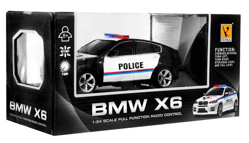 Kauko-ohjattava poliisiauto BMW X6, musta hinta ja tiedot | Poikien lelut | hobbyhall.fi