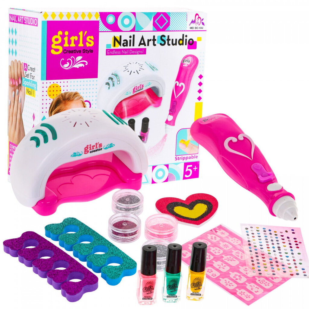 Nail Art Studio -manikyyrisetti, jossa on kuivausuuni ja glitter-suihke hinta ja tiedot | Tyttöjen lelut | hobbyhall.fi