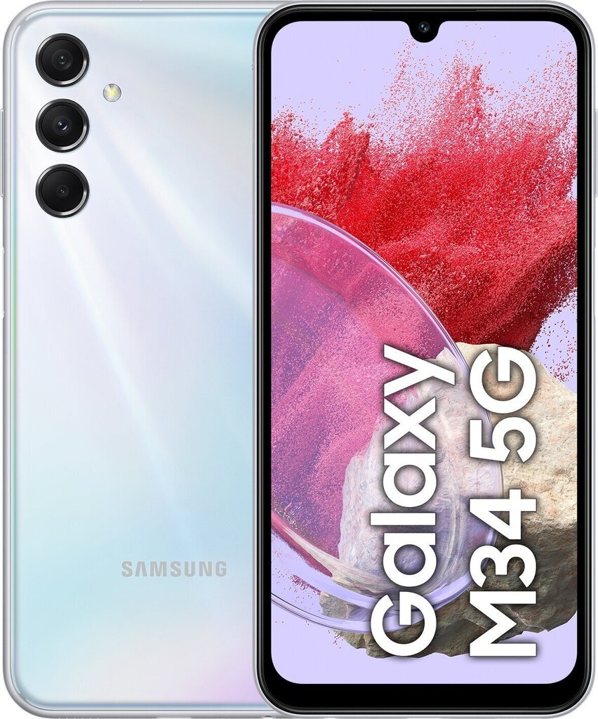 Samsung Galaxy M34 5G 6/128GB Prism Silver hinta ja tiedot | Matkapuhelimet | hobbyhall.fi