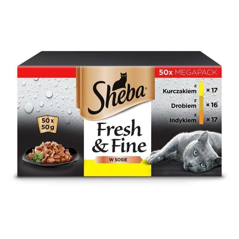 Sheba Fresh&Fine kissanruoka kanaa, siipikarjaa, kalkkunaa, 50x50 g hinta ja tiedot | Kissanruoka | hobbyhall.fi