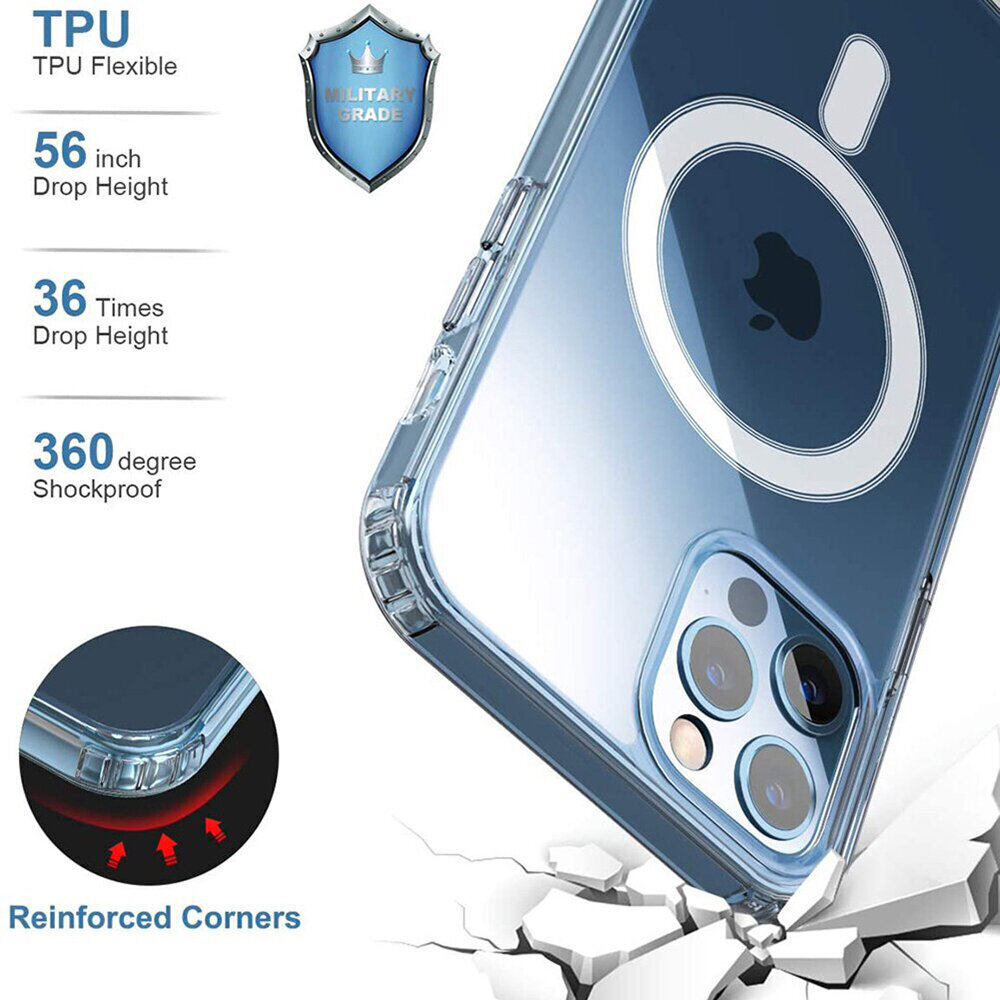 iPhone 14 Plus (6,7″) suojakuori MagSafe-magneeteilla läpinäkyvä hinta ja tiedot | Puhelimen kuoret ja kotelot | hobbyhall.fi