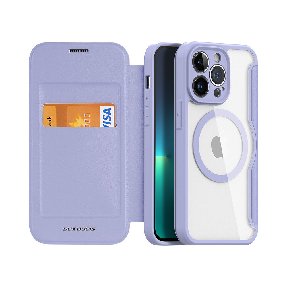iPhone 13 / 14 (6,1″) Dux Ducis Skin X Pro MagSafe lompakkokotelo, Violetti hinta ja tiedot | Puhelimen kuoret ja kotelot | hobbyhall.fi