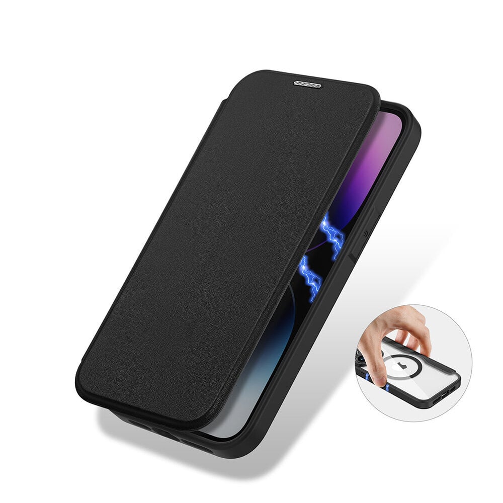 iPhone 14 Pro (6,1″) Dux Ducis Skin X Pro MagSafe lompakkokotelo, Musta hinta ja tiedot | Puhelimen kuoret ja kotelot | hobbyhall.fi