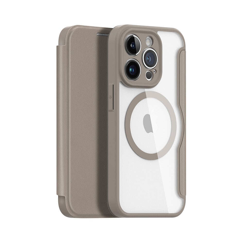 iPhone 14 Pro (6,1″) Dux Ducis Skin X Pro MagSafe lompakkokotelo, Beige hinta ja tiedot | Puhelimen kuoret ja kotelot | hobbyhall.fi