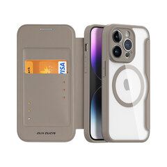 iPhone 14 Pro Max (6,7″) Dux Ducis Skin X Pro MagSafe lompakkokotelo, Beige hinta ja tiedot | Puhelimen kuoret ja kotelot | hobbyhall.fi