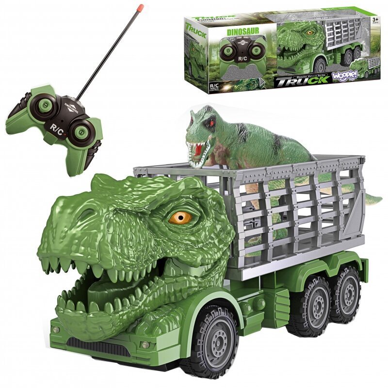 Kauko-ohjattava vihreä dinosaurusauto, Woopie hinta ja tiedot | Poikien lelut | hobbyhall.fi