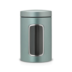 Brabantia Säilytyspurkki ikkunalla 1,4L, Metallic Mint hinta ja tiedot | Elintarvikkeiden säilytysastiat | hobbyhall.fi