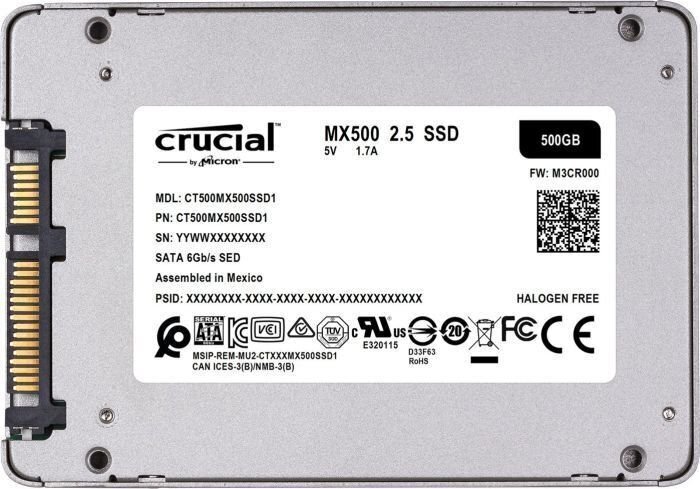 Crucial MX500 500 Gt SATA3 (CT500MX500SSD1). hinta ja tiedot | Kovalevyt | hobbyhall.fi