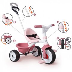 Smoby Be Move kolmipyörä ohjaustangolla, vaaleanpunainen hinta ja tiedot | Kolmipyörät | hobbyhall.fi