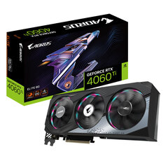 Gigabyte Aorus GeForce RTX 4060 Ti Elite (GV-N406TAORUSE-8GD) hinta ja tiedot | Gigabyte Tietokoneen komponentit | hobbyhall.fi