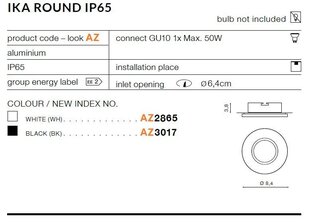 Upotettava valaisin Azzardo AZ3017 Ika Musta hinta ja tiedot | Upotettavat valaisimet ja LED-valaisimet | hobbyhall.fi