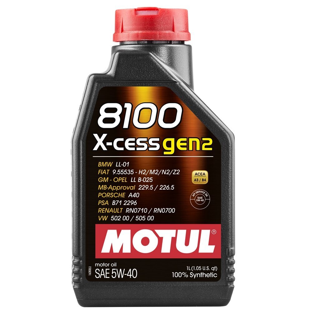 Öljy Motul 8100 X-cess gen2 5W40, 1L (109774) hinta ja tiedot | Moottoriöljyt | hobbyhall.fi