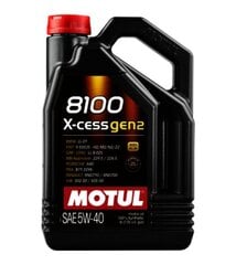 Öljy Motul 8100 X-cess gen2 5W40, 4L (109775) hinta ja tiedot | Moottoriöljyt | hobbyhall.fi