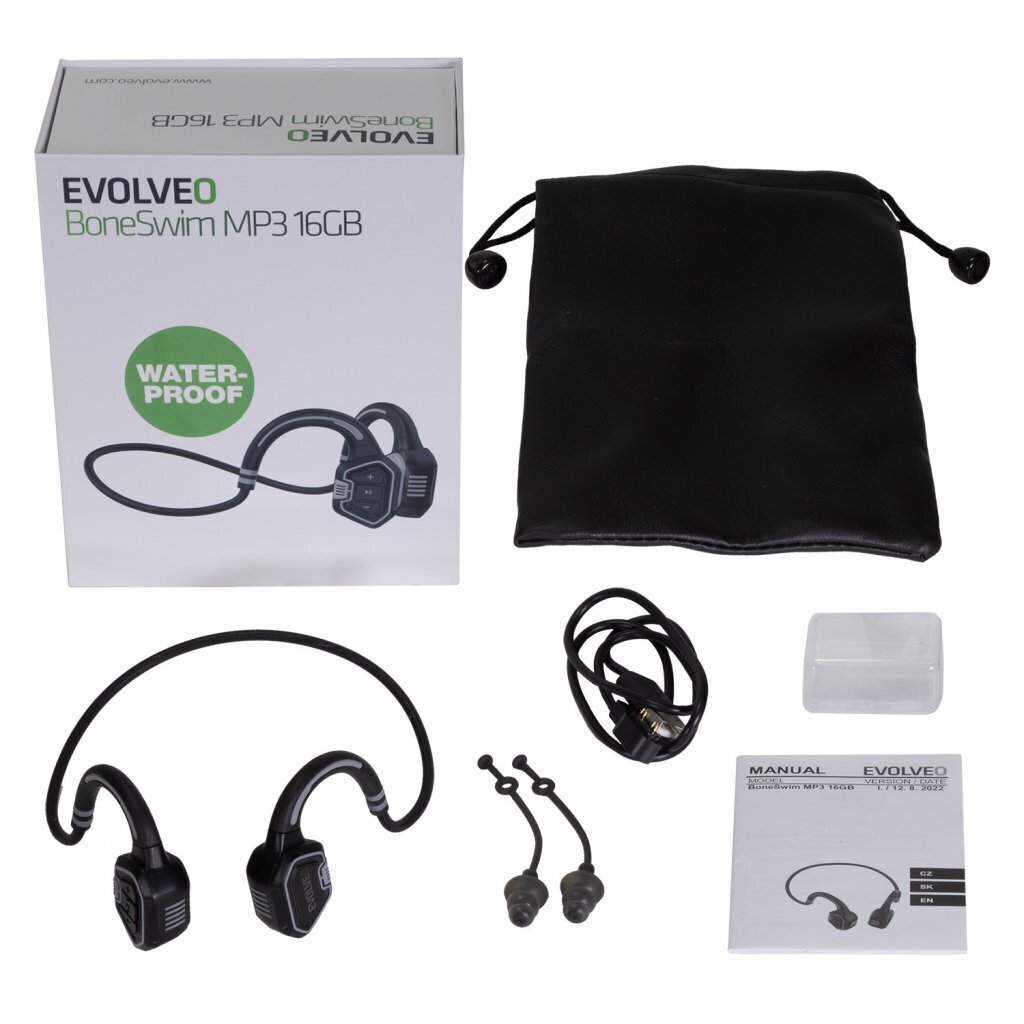 EVOLVEO BoneSwim MP3 16GB, langattomat poskipääkuulokkeet, harmaa hinta ja tiedot | Kuulokkeet | hobbyhall.fi