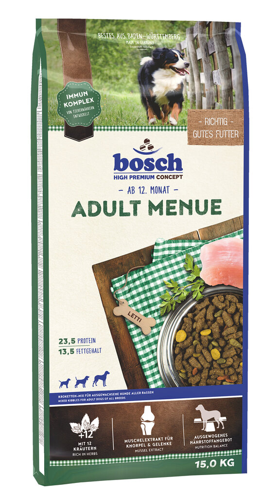 Bosch Adult Menue kuivaruoka koirille, 15 kg hinta ja tiedot | Koiran kuivaruoka | hobbyhall.fi