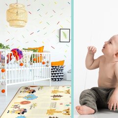 Kaksipuolinen kokoontaitettava vaahtomuovimatto 150 cm x 180 cm, tiikerit hinta ja tiedot | NiceKids Vauvan hoito | hobbyhall.fi