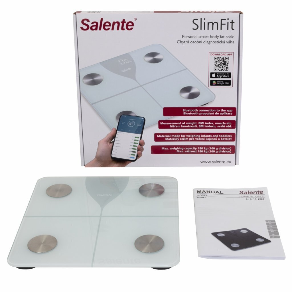 Salente SlimFit, henkilökohtainen diagnostinen kuntovaaka, Bluetooth, valkoinen hinta ja tiedot | Vaa'at | hobbyhall.fi