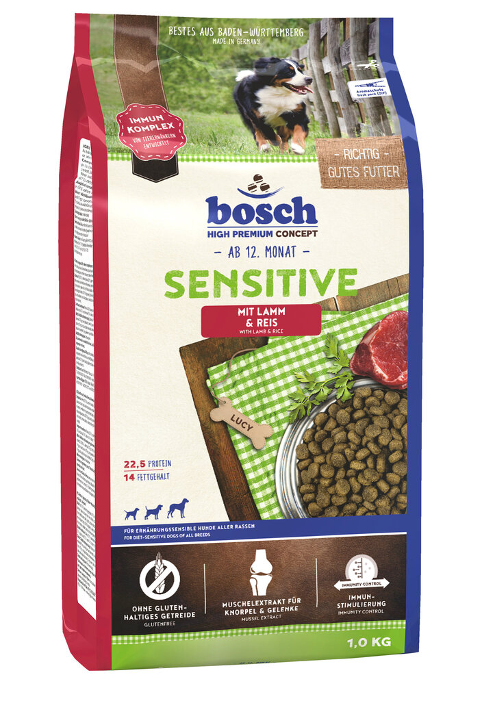 Bosch Sensitive Lamb & Rice (High Premium), 1kg hinta ja tiedot | Koiran kuivaruoka | hobbyhall.fi