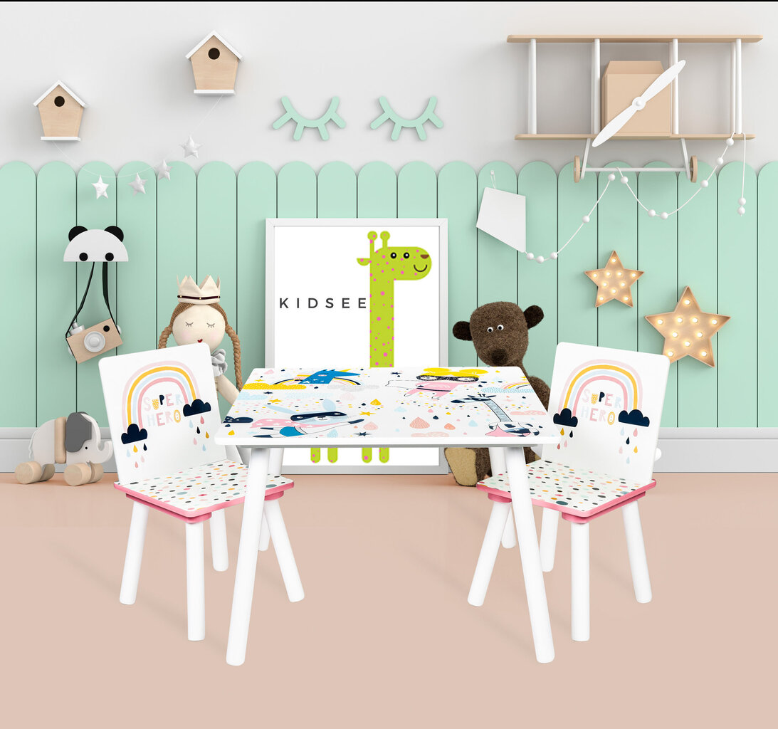 Pöytä ja tuolit, värillinen hinta ja tiedot | Lasten pöydät ja tuolit | hobbyhall.fi